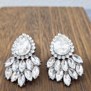 Elegant Silver Crystal Drop Earrings